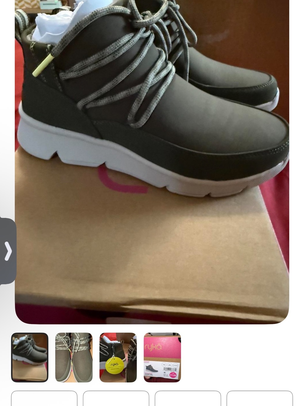Ryka Womans green Lace-Up Lightweight Ankle Boot with White Sole